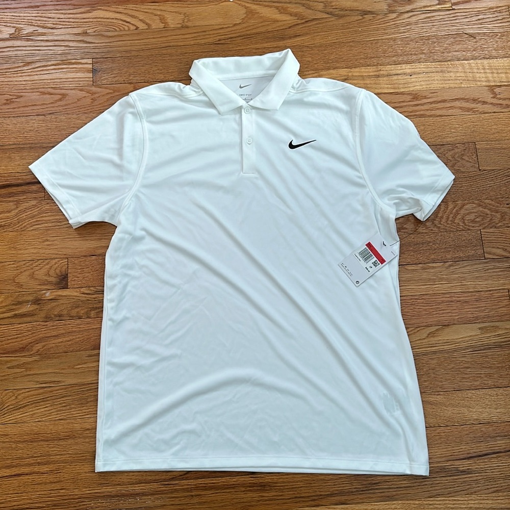White Nike dry fit polo